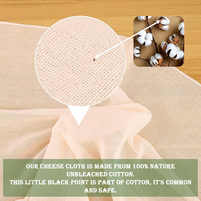 WMKGG Reusable Unbleached Cotton Cheese Cloth - 20x20 Inch, Grade 100, Precut for Straining & Cooking