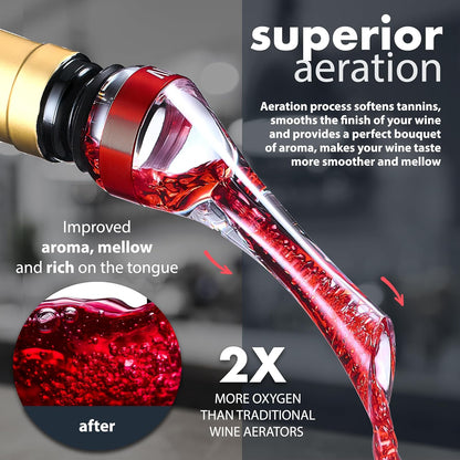 VINVOLI Wine Aerator - Deluxe 2026 Wine Air Aerator - Wine Aerators Pourer - Red Wine Decanter with Aerator - Wine Aerator Pourer Spout - Professional Quality for Wine Lovers and Sommeliers