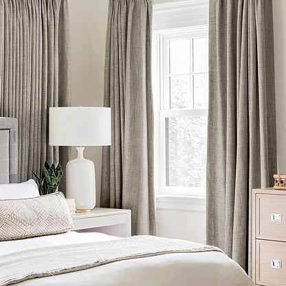 MIULEE Blackout Linen Curtains - 100% Thermal Insulated Greige Drapes | Room Darkening 52x108 Inch (2 Panels)
