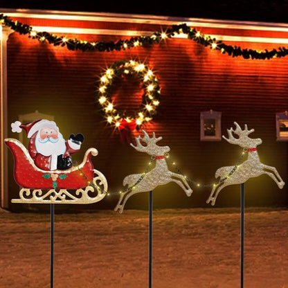 FORUP Christmas Garden Stakes - Lighted Santa Claus & Reindeer Outdoor Yard Ornaments | Festive Decor