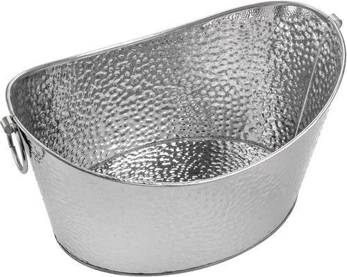 Frcctre 3 Gallon/12L Stainless Steel Beverage Tub, Large Galvanized Ice Bucket with Handles, Hammered Metal Drink Bucket Drink Chiller Champagne Buckets for Parties Weddings