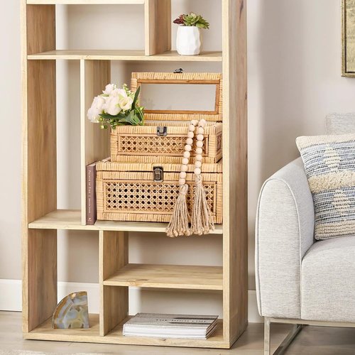 HUAXIN CRAFT Rattan Decorative Box Set - Rectangular Woven Design with Glass Lid for Stylish Display