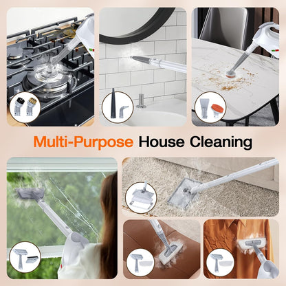 ScrubWiz 10-in-1 Steam Cleaner, Steam Mop & Detachable Handheld Steam Cleaner, 320ml Water Tank, 10s Fast Heating, Portable Steamer for Kitchen, Floor, Tiles, Window, BBQ Grill, Car, Bright White
