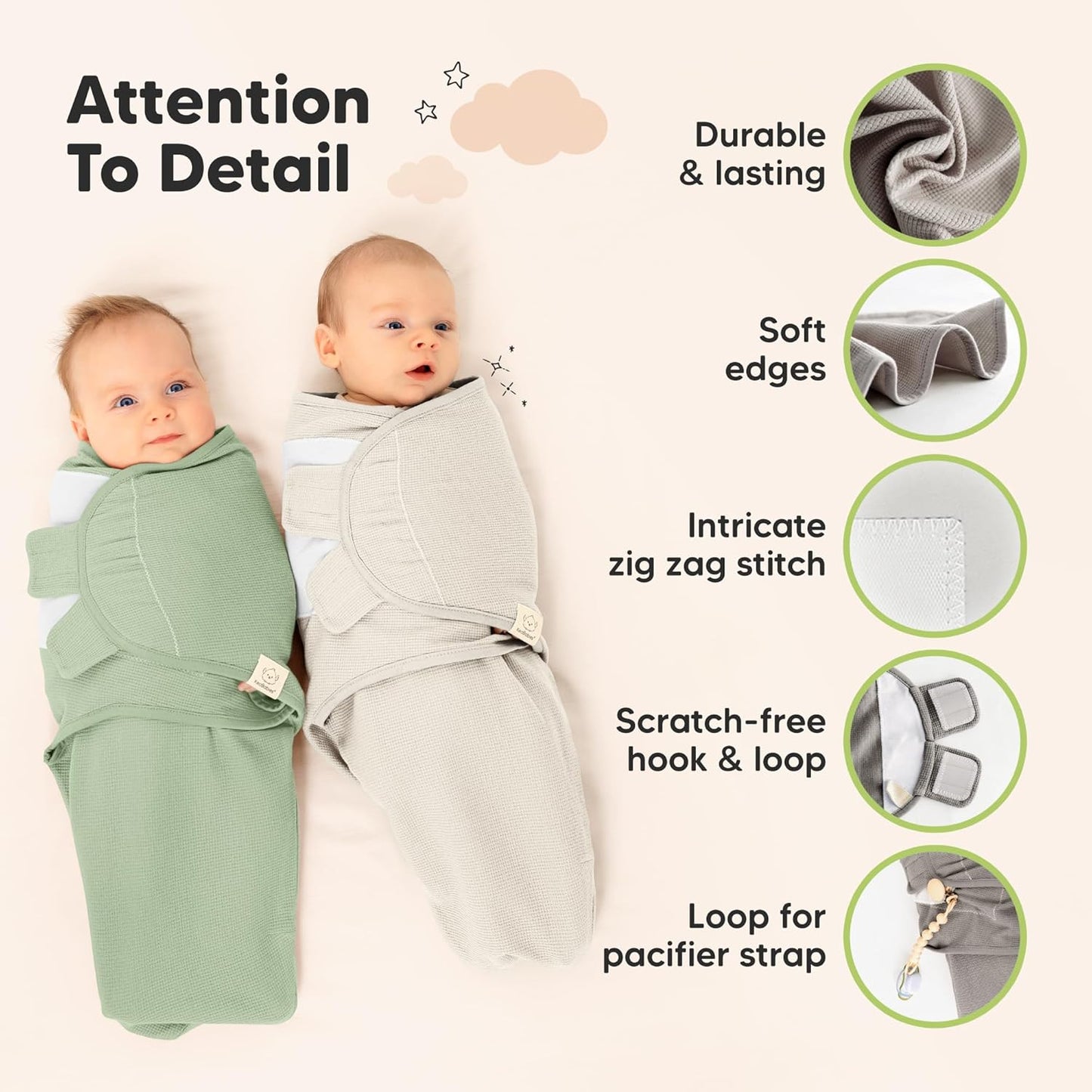 Willow Organic Swaddle Wraps - 3-Pack Baby Sleep Sacks for Newborns 0-3 Months, Soft & Snug Design
