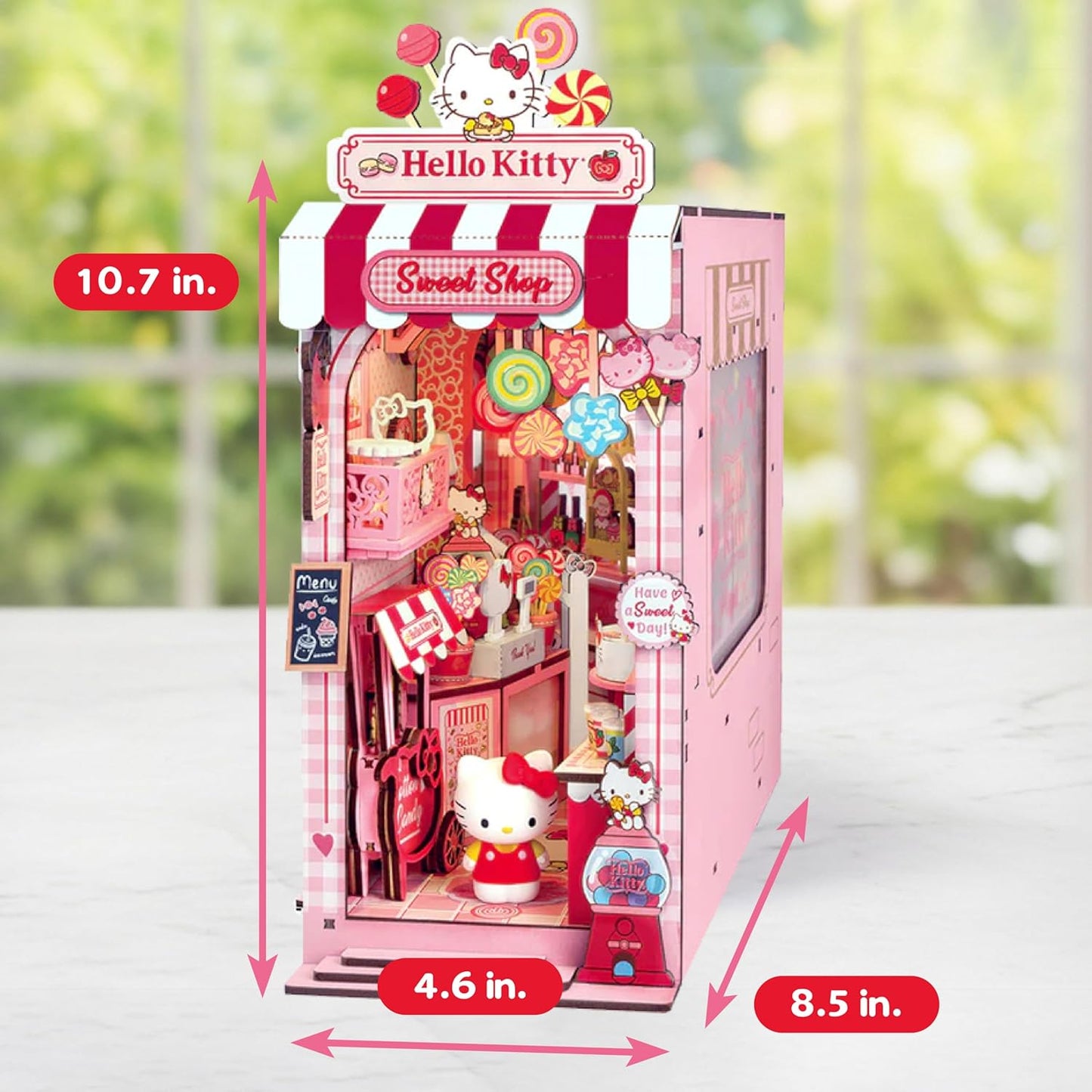 Sanrio Hello Kitty Sweet Shop Book Nook Kit - DIY Miniature Shelf Insert with Touch LED - 149-Piece 3D Puzzle for Adults & Teens