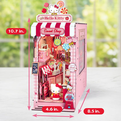 Sanrio Hello Kitty Sweet Shop Book Nook Kit - DIY Miniature Shelf Insert with Touch LED - 149-Piece 3D Puzzle for Adults & Teens