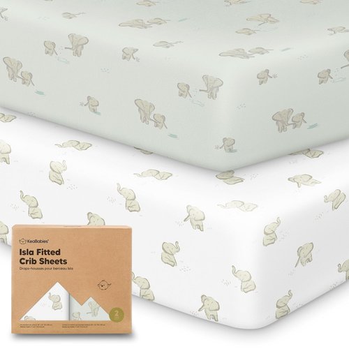 KeaBabies Baby Crib Sheets - Soft & Cozy 52x28 Viscose Bamboo Fitted Toddler Bed Sheets | 2-Pack Neutral Design
