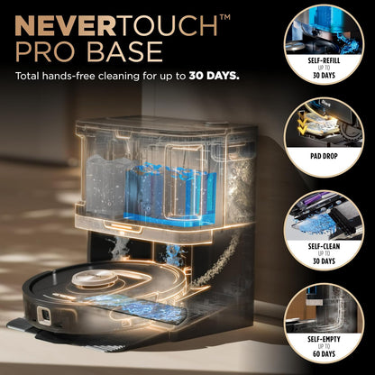 Shark Robot Vacuum & Mop Combo - PowerDetect NeverTouch Pro with Self-Emptying & Self-Clean Pad - Black
