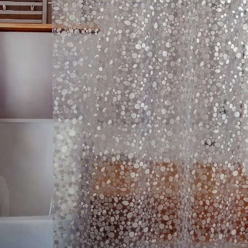 Bostofy Waterproof Shower Curtain Liner 8G EVA Thick Shower Curtain with Heavy Duty 3 Bottom Magnets, Shower Liner for Shower Stall, Bathtubs, 3D Pebble Pattern, 72 x 72,12 Hooks