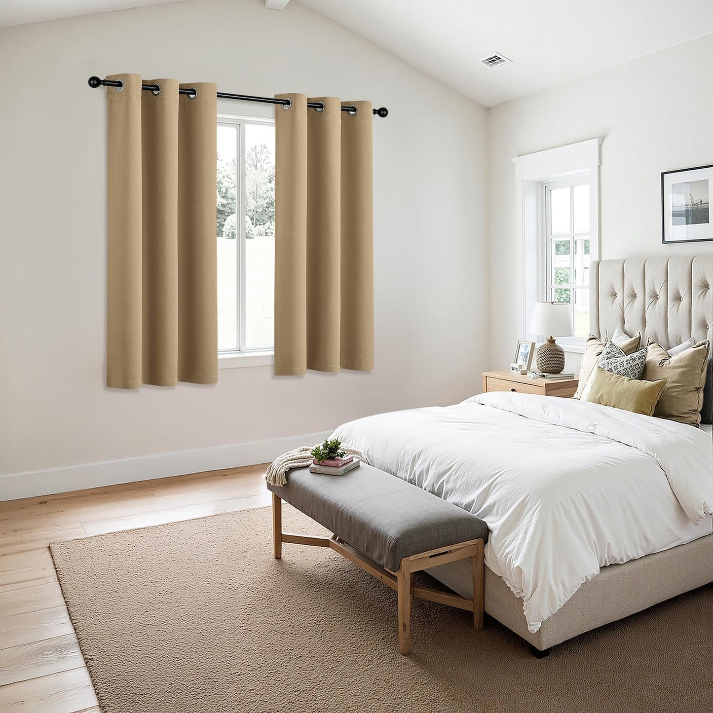 MIULEE Taupe Brown Blackout Curtains for Bedroom Living Room 54 Inches Long 2 Panels, Thermal Insulated Room Darkening Drapes Solid Grommet Noise Reduction Light Blocking Window Treatments 40x54 Inch