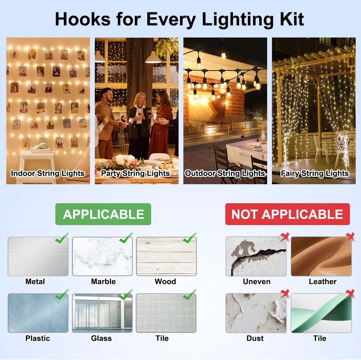 Outdoor Light Clips by [Brand Name] - 50 Heavy-Duty Waterproof Adhesive Clips for LED String Lights