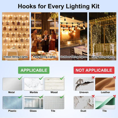 Outdoor Light Clips by [Brand Name] - 50 Heavy-Duty Waterproof Adhesive Clips for LED String Lights