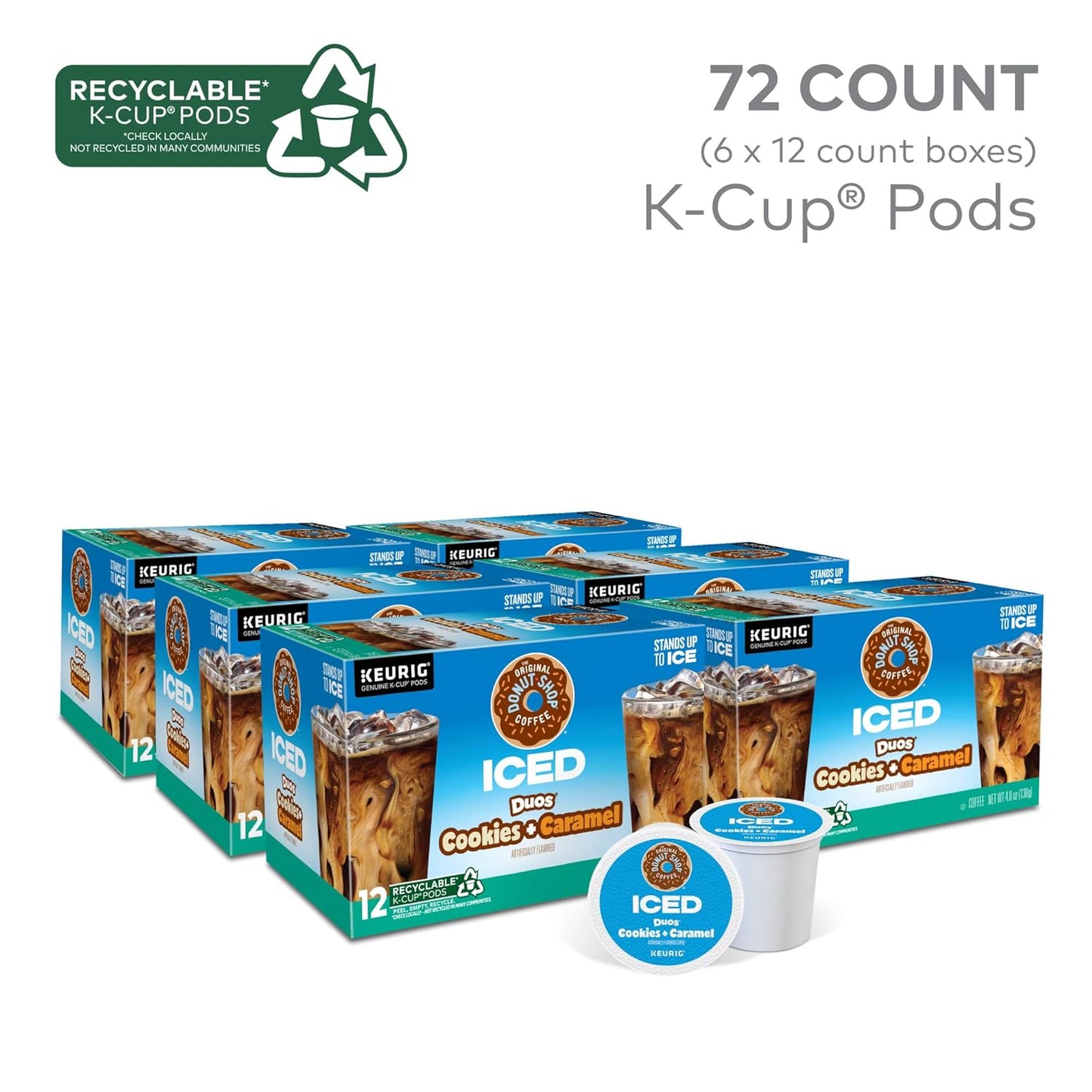 Original Donut Shop | Iced Duos Cookies & Caramel Coffee K-Cup Pods - 72 Count