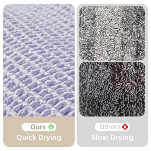 TYUU Waffle Runner Rug Bathroom, Boho Bathroom Rugs Non Slip Washable Long Super Absorbent Quick Dry Cute Bath Mat Farmhouse Bath Mat, 72''x24'' Lavender Cream
