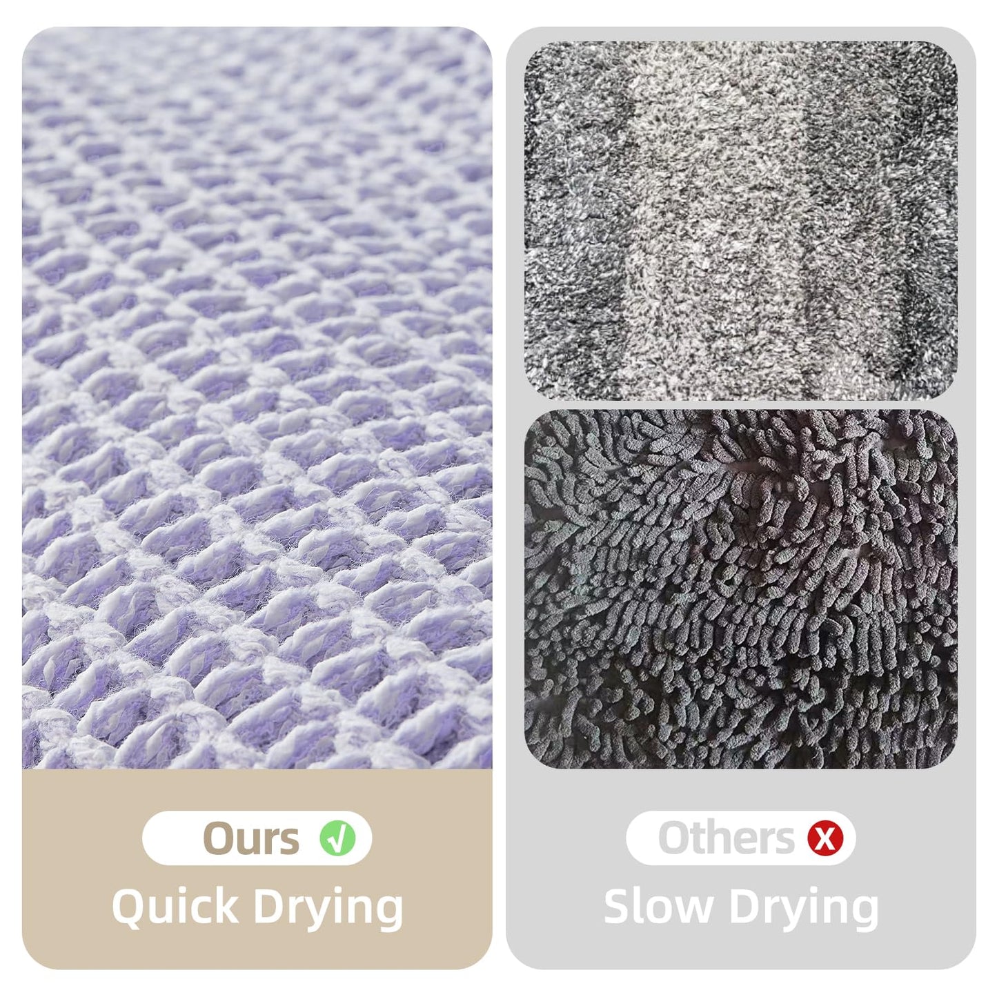 TYUU Waffle Bath Mat, Boho Bathroom Rugs Non Slip Washable Super Absorbent Quick Dry Cute Bath Mat Farmhouse Bathroom Decor, 36''x24'' Lavender Cream