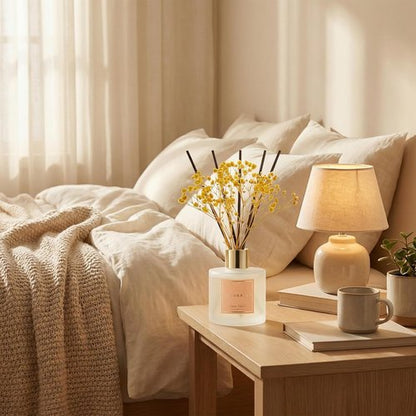 Cocorrína Reed Diffuser - Warm Vanilla Scented Home Fragrance | 8 Sticks for Elegant Bathroom Decor