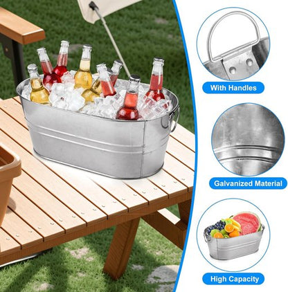 CertBuy 4 Pack Galvanized Tub 4 Gallon Ice Bucket with Handle Large Metal Champagne Drink Bucket Galvanized Ice Buckets for Parties Mimosa Bar Cocktail Bar