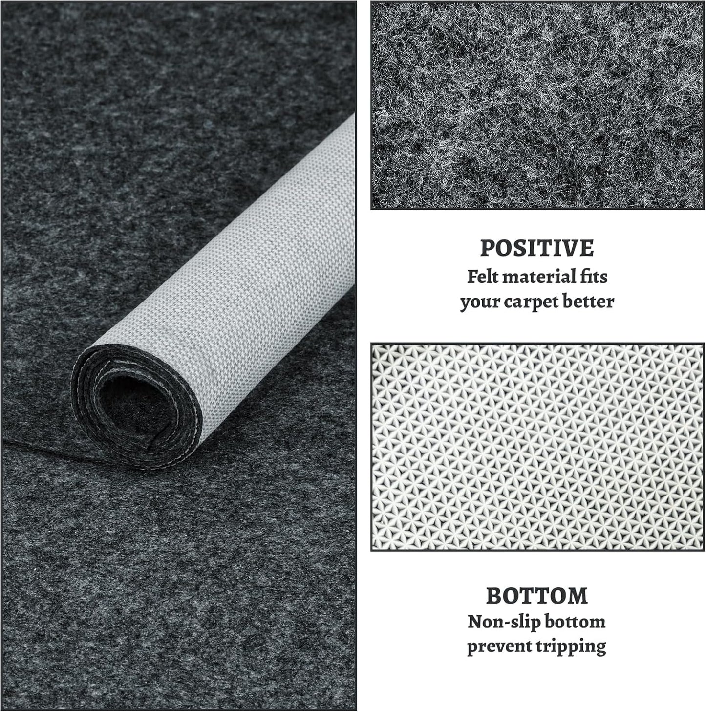Skiennix 100% Waterproof Rug Pad - Non-Slip 8x10 ft Carpet Pad for All Floors | Secure & Soft Support