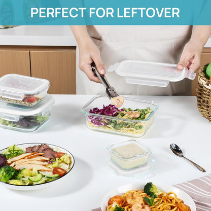 Vtopmart Glass Food Storage Containers - 8 Pack with Airtight Lids | BPA-Free Meal Prep for Microwave & Oven