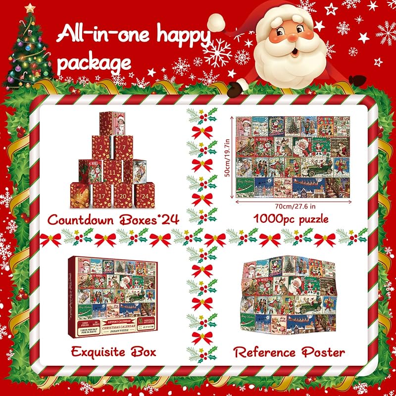 Christmas Advent Calendar 1000-Piece Jigsaw Puzzle for Adults