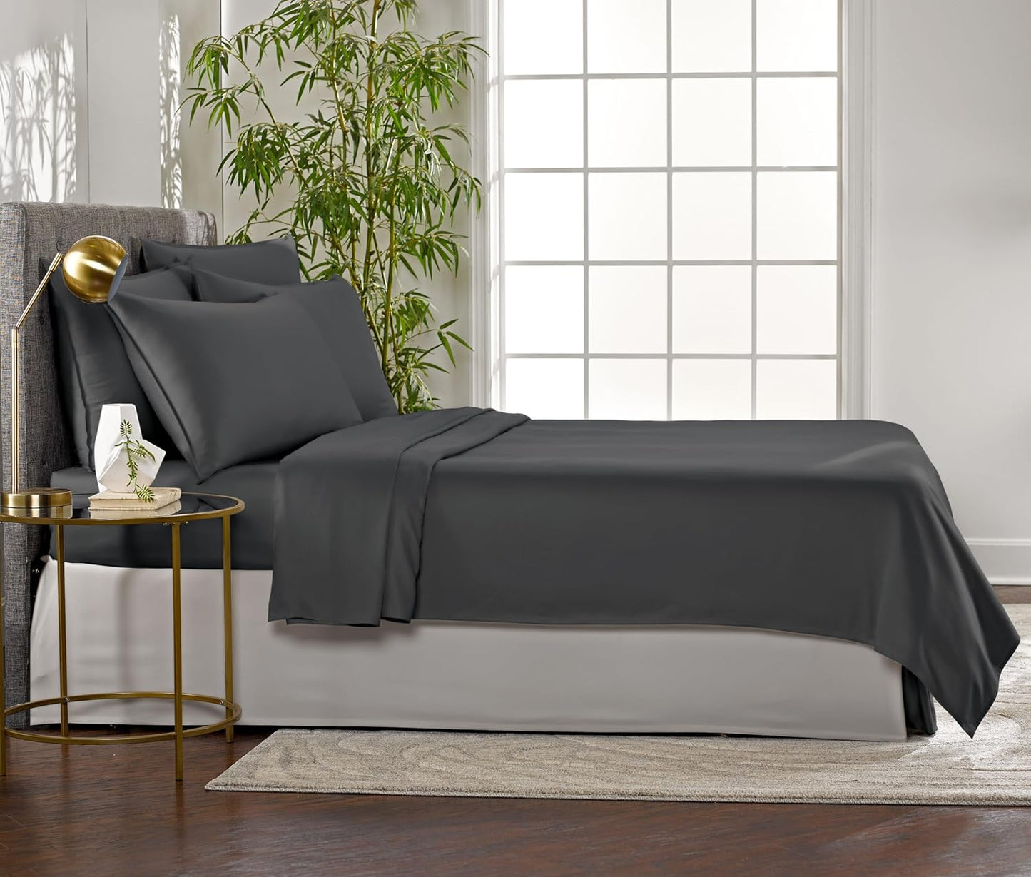 Pure Bamboo Full Bed Sheet Set - 100% Organic Viscose, Luxuriously Soft & Cooling, Charcoal Color