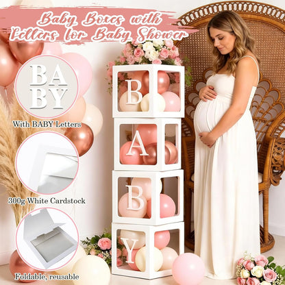 Winrayk Rose Gold Balloons | Floral Baby Shower Decorations Kit for Girls - Pink Balloon Arch & Letter Boxes