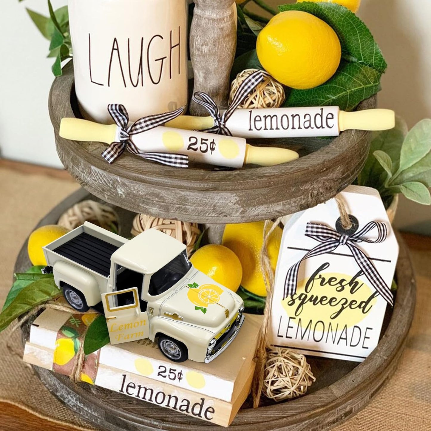 Skiennix Lemon Decor - Mini Fake Lemons for Home & Kitchen | Farmhouse Tabletop Centerpiece, Cream