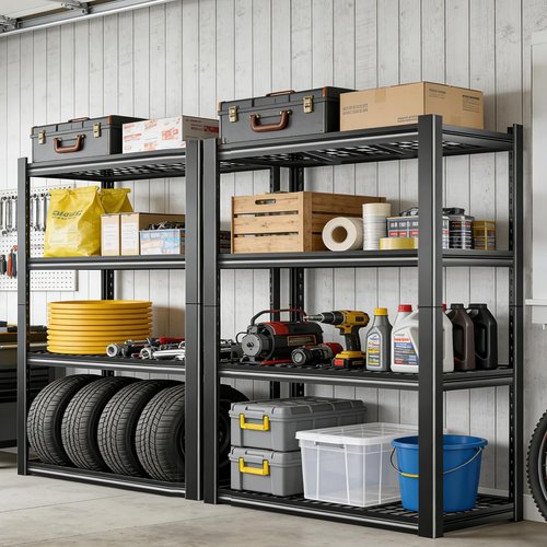 Heavy Duty Metal Garage Shelving Units - 2200LBS Adjustable Storage Shelves | 19.6" D x 39.37" W x 59.84" H