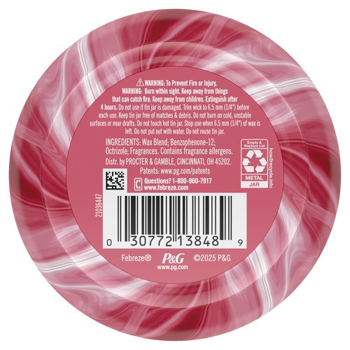 Febreze Scented Candle, Sweet Watermelon Vine Scent, 11 oz 4 Wick Candle, Single Pack