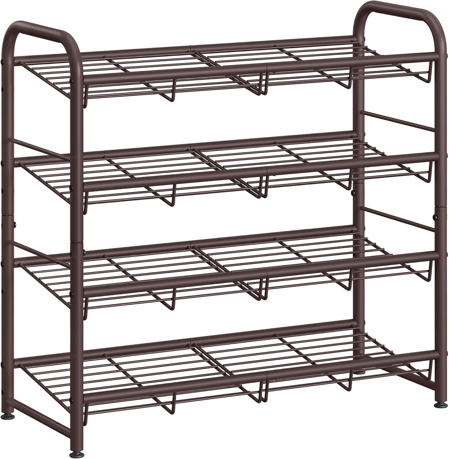 SONGMICS 4-Tier Metal Shoe Rack - Adjustable Slanted Shelves, Holds 16 Pairs, Bronze Finish for Small Spaces