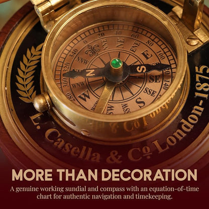 Brass Sundial Compass on Tripod Stand – 3-Inch Vintage Nautical Desk Clock