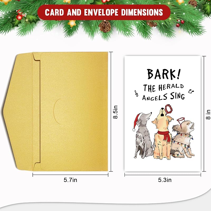 Funny Dog Christmas Card for Him & Her - Barking Dog Xmas Gift Idea, 20#