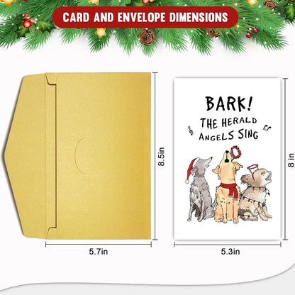 Funny Dog Christmas Card for Him & Her - Barking Dog Xmas Gift Idea, 20#