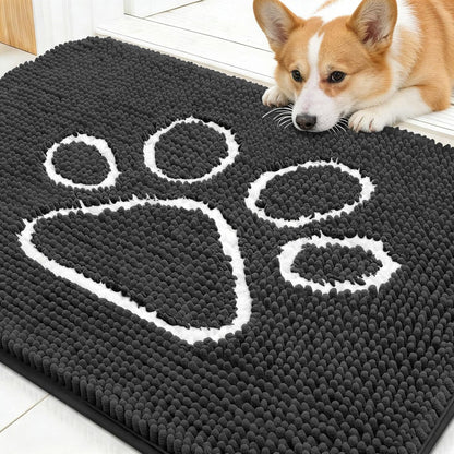 OLANLY Dog Door Mat - Absorbent Non-Slip Mud Mat for Paws | Quick Dry Chenille, 30x20, Dark Grey