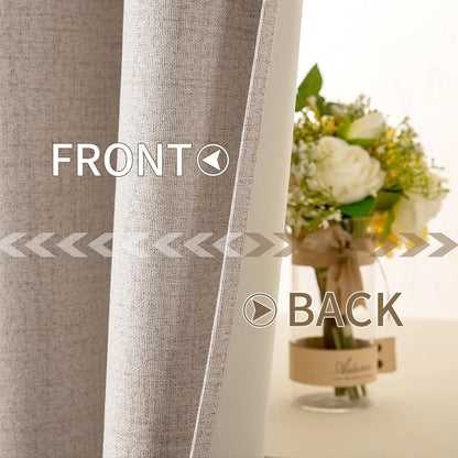MIULEE Blackout Curtains - 100% Thermal Insulated Linen Texture Drapes | Natural Beige, 42 x 90 (2 Panels)