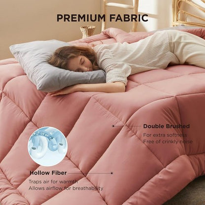 Bedsure Comforter Duvet Insert - All-Season Quilted Down Alternative Bedding, Dusty Pink, Full Size 86 x 82 Inches
