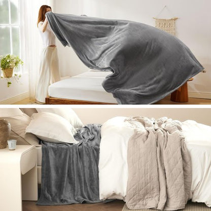 Bedsure GentleSoft Fleece Blanket - Plush, Cozy California King Size in Grey | 102x96 Inches