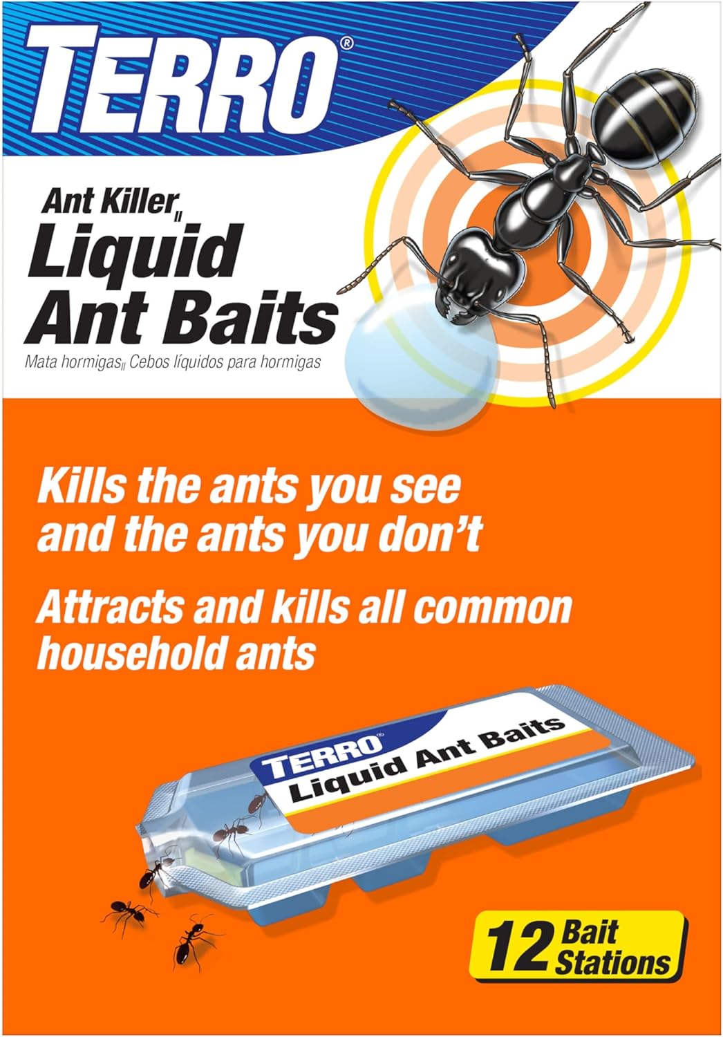 TERRO Ant Killer Bait Stations T300B - Liquid Bait for Effective Indoor Ant Control - 12 Count