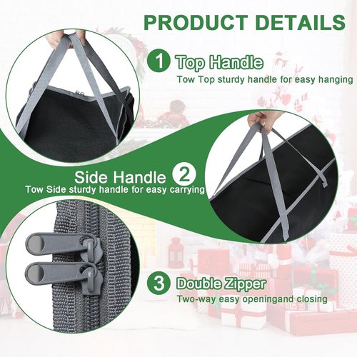 Demao Large Wrapping Paper Storage Bag - 41" Christmas Gift Wrap Organizer | Holds 25 Rolls, Dustproof & Stain-Resistant, Black & Gray Design