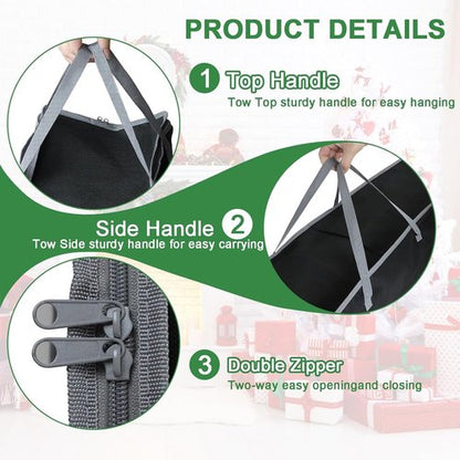 Demao Large Wrapping Paper Storage Bag - 41" Christmas Gift Wrap Organizer | Holds 25 Rolls, Dustproof & Stain-Resistant, Black & Gray Design