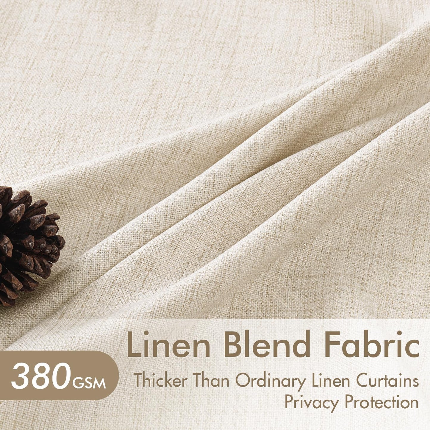 MIULEE Pinch Pleated Linen Curtains - 90-Inch Ivory Cream Semi-Sheer Drapes | 4 Panels for Privacy