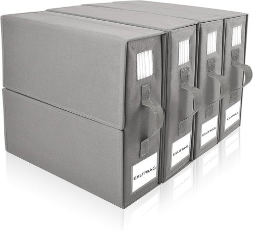 EXLIFBAG Sheet Organizers - Foldable Storage for Linen Closet | XL Size for Queen & King Bedding - Gray