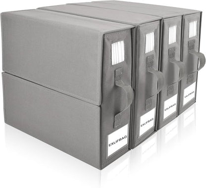 EXLIFBAG Sheet Organizers - Foldable Storage for Linen Closet | XL Size for Queen & King Bedding - Gray