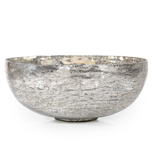 ANDALUCA Mercury Glass Decorative Silver Metallic Finish Bowl