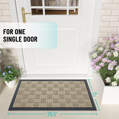 OLANLY Heavy Duty Front Door Mat - Absorbent Natural Rubber, Non-Slip, 29.5x17 Inches | Beige Indoor/Outdoor Doormat