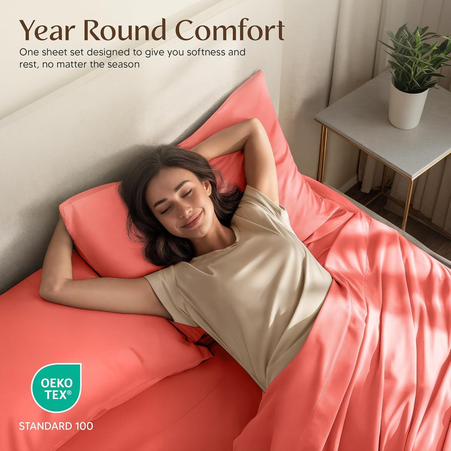Utopia Bedding California King Sheet Set - Soft & Breathable 4-Piece Microfiber in Coral | Oeko-Tex Certified