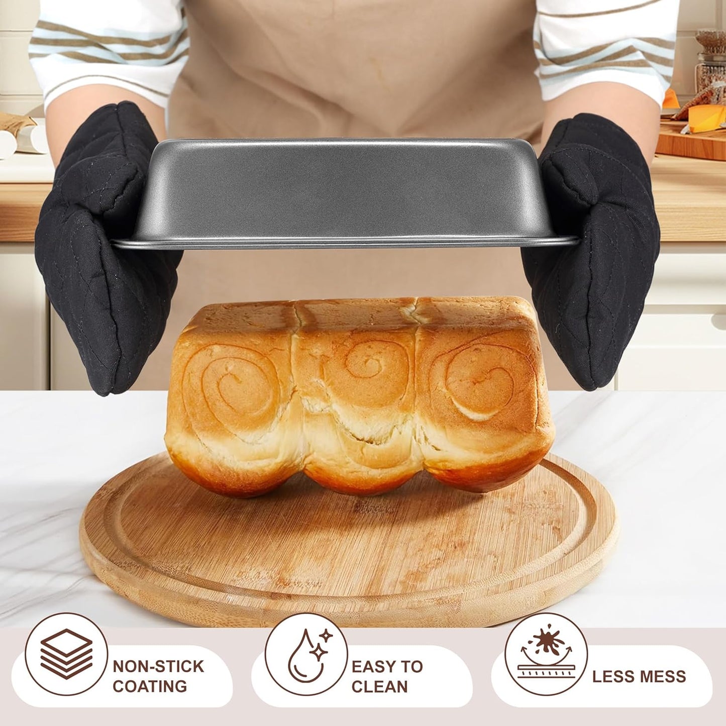 Skiennix 12PCS Nonstick Baking Pans Set - Stackable Bakeware with Wider Grip | Includes Cookie Sheets, Muffin Pan, Loaf Pan, Cake Pan, Roasting Pan, Oven Mitts