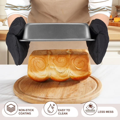 Skiennix 12PCS Nonstick Baking Pans Set - Stackable Bakeware with Wider Grip | Includes Cookie Sheets, Muffin Pan, Loaf Pan, Cake Pan, Roasting Pan, Oven Mitts