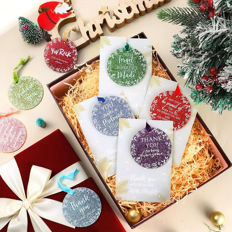 50-Piece Acrylic Christmas Ornaments Gift Set with Cards – Employee Appreciation