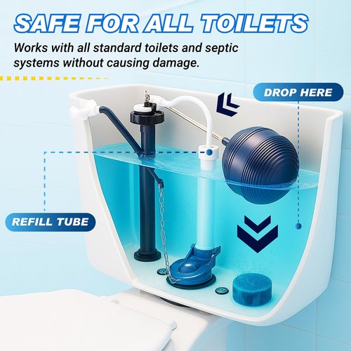Shinefy Automatic Toilet Bowl Cleaner Tablets – 20 Tabs - Blue Gel Toilet Tank Cleaners, Hard Water Ring Remover, Septic-Safe Heavy-Duty Stain & Smell Eliminator, Toilet Cleaning & Deodorizer